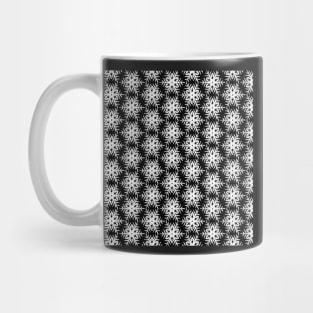 Black and White Geometric Snowflake Pattern Mug